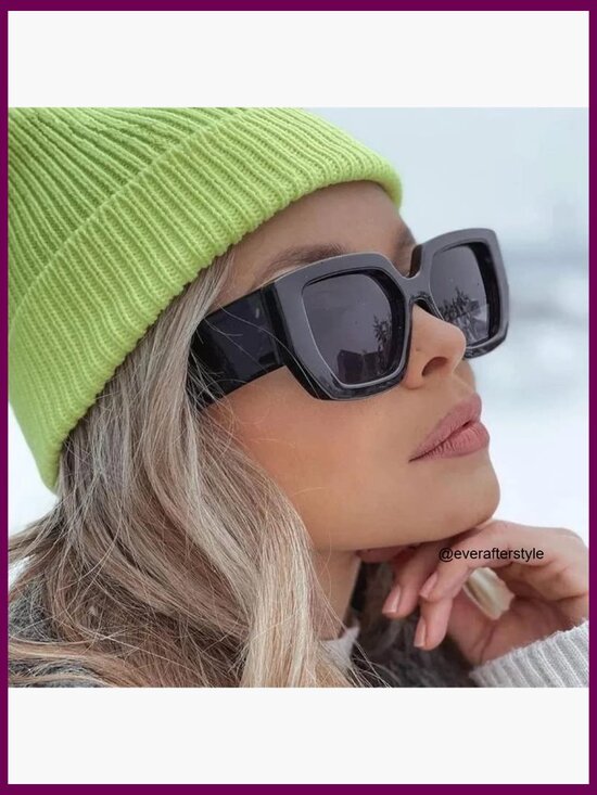 Oversized Square Sunglasses with Thick Frame, UV400 Protection main image 7